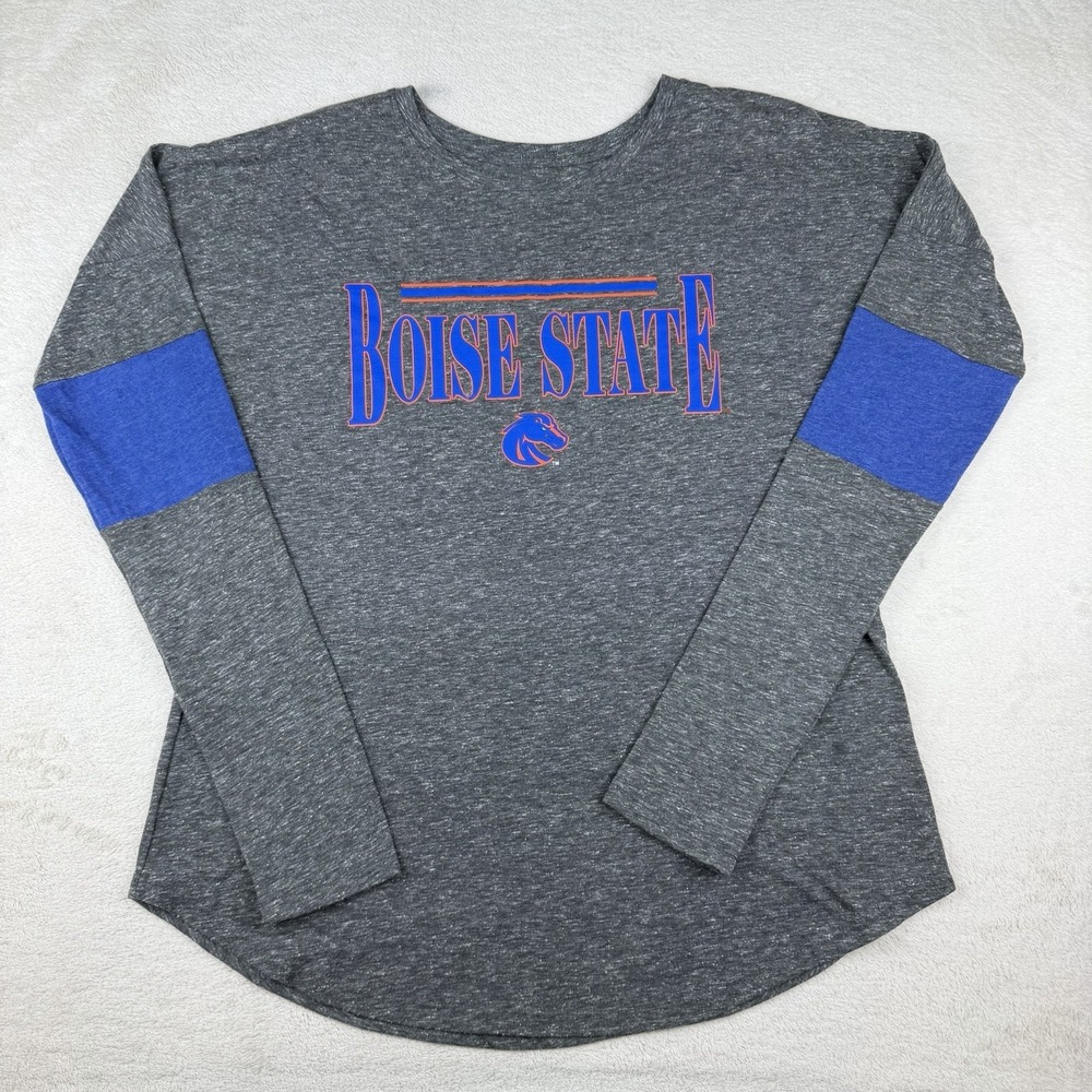Boise State Broncos Women's Small Gray Long‎ Sleeve Colorblock T-Shirt NCAA